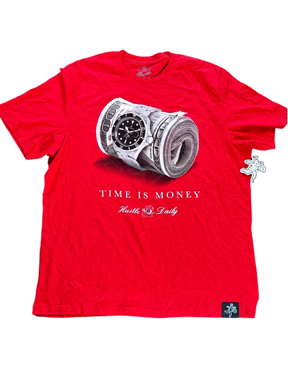 Muerte Hustle Daily 2X Time is Money Tshirt Red NWT